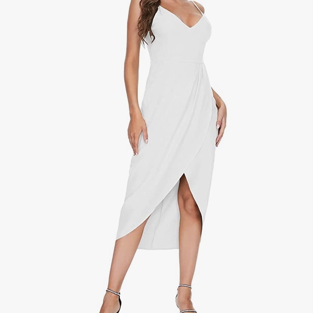 White Cross Slit Long Dress
